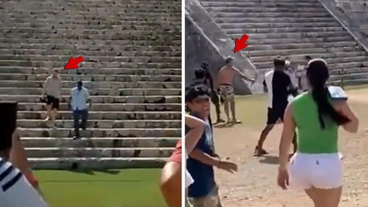 Tourist Beaten With Stick After Climbing Mexicos Chichen Itza Pyramid